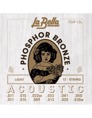JUEGO DE CUERDAS PARA GUITARRA ACÚSTICA LA BELLA PHOSPHOR 12 CUERDAS LIGHT 11-50