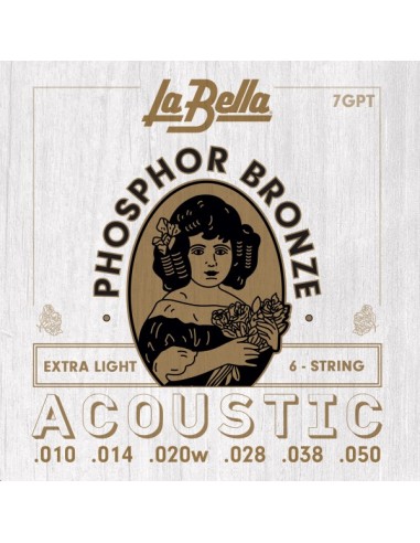 JUEGO DE CUERDAS PARA GUITARRA ACÚSTICA LA BELLA PHOSPHOR EXTRA LIGHT 10-50