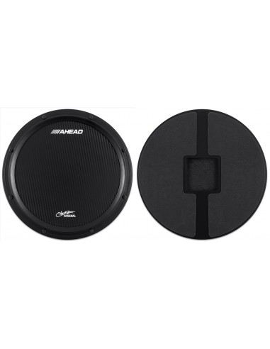 14" Chavez Black/Black S-Hoop Marching Pad with Snare Sound (Black Carbon Fiber)