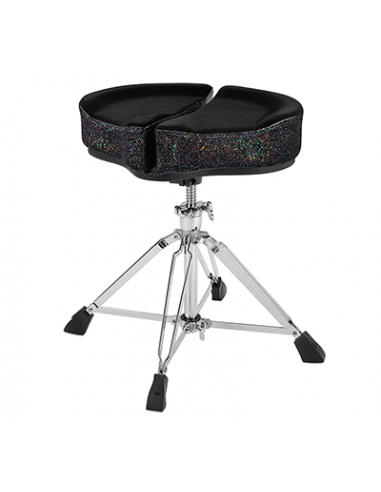 18" Spinal G Saddle Black Cloth Top/Black Sparkle Sides, 4 Leg Base, 8" to 24" Adjustment Height