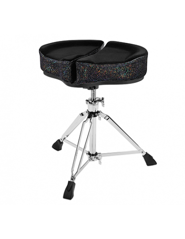 18" Spinal G Saddle Black Cloth Top/Black Sparkle Sides, 3 Leg Base, 18" to 24" Adjustment Height